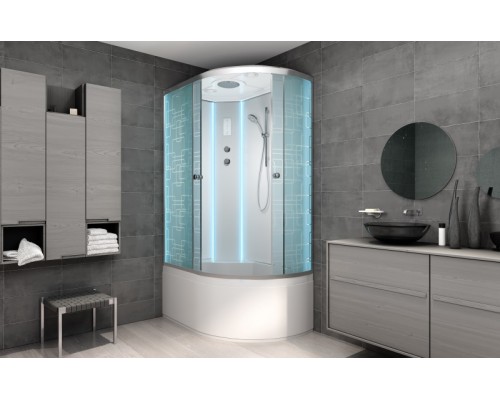 Душевая кабина AvaCan EM5012LLED AVA 120x90 LED, левая, стекла с рисунком, профиль хром