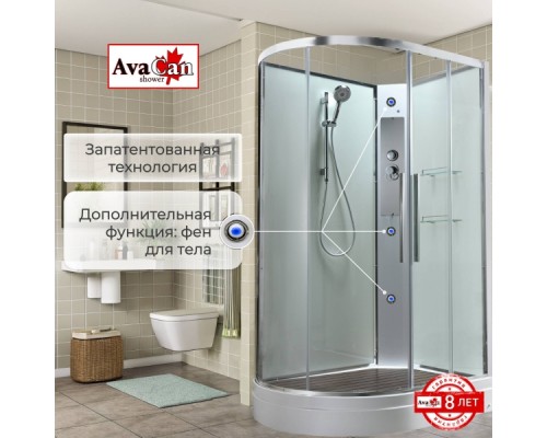 Душевая кабина Avacan EM2811RNT AVA 110x80 правая, без крыши, стекла прозрачные. профиль хром