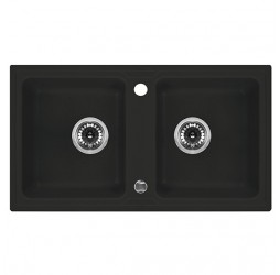 Deante Zorba графитовый - мойка 2 чаши, 780*435*180 мм + сифон