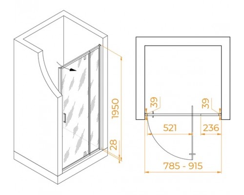 Душевая дверь RGW PA-008, 80 х 195 см, стекло матовое, профиль хром, 350800889-11