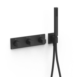 30725301NM Tres Встроенный в стену термостат квадр ручки на 3 источника с ручным душем