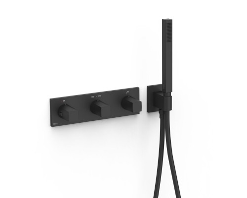 30725301NM Tres Встроенный в стену термостат квадр ручки на 3 источника с ручным душем