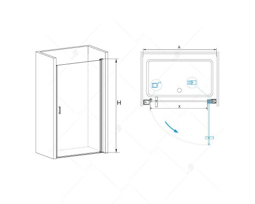 Распашная душевая дверь RGW LE-03 60*195 прозрачное стекло 6 мм 06120306-11