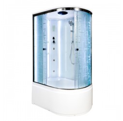 Душевая кабина Avacan EM5012LLED+GM AVA 120x90 с LED и гидромассажем, левая, стекла с рисунком, профиль хром