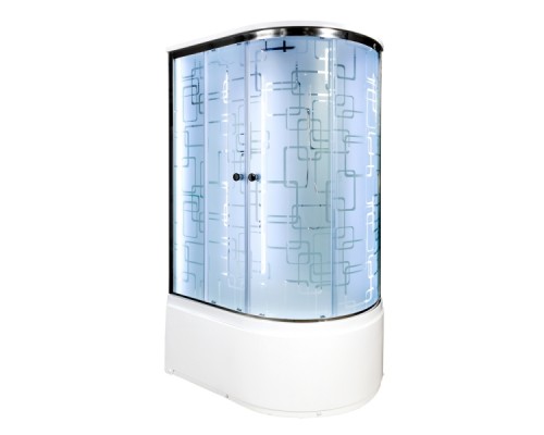 Душевая кабина AvaCan EM5012LLED+GM AVA 120x90 с LED и гидромассажем, левая, стекла с рисунком, профиль хром