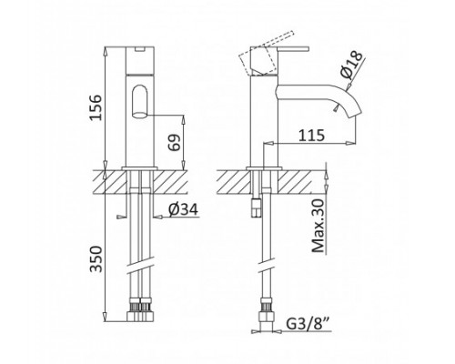Смеситель для раковины Leaf 167 001 2SR Sunrise (ручка тип 2)