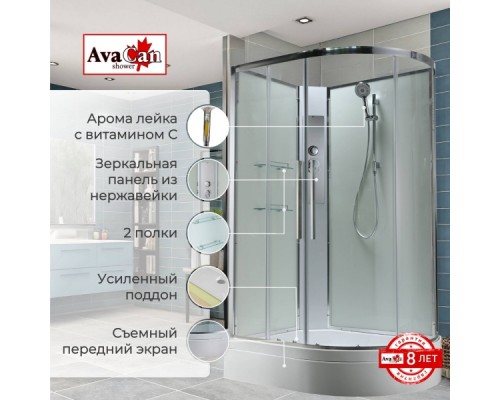 Душевая кабина Avacan EM3812LNT AVA 120x80 левая, без крыши, стека прозрачные, профиль хром