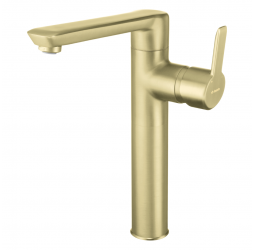 Deante Arnika Смеситель для раковины высокий, брашированное золото