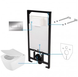 Deante Anemon Zero Комплект 6 в 1 с инсталляцией, кнопка хром