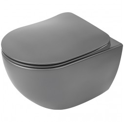 Deante Peonia Titanium Унитаз подвесной безободковый с крышкой, титан
