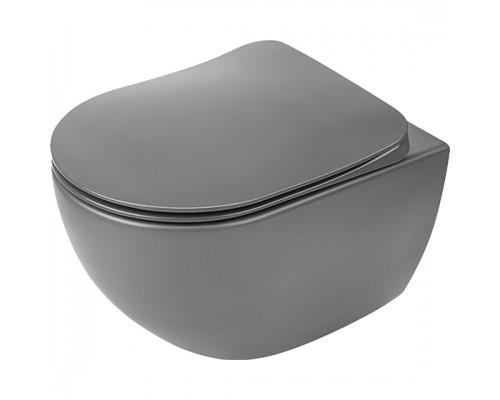 Deante Peonia Titanium Унитаз подвесной безободковый с крышкой, титан