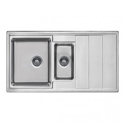 Deante Bolero сатин - мойка стальная 1,5 чаши с крылом, 970*500*210 мм + сифон