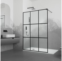 Душевую перегородку RGW WA-111 B неподвижное Walk In cтекло прозрачное(Принт) 8 мм чёрный