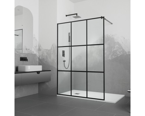 Душевая перегородка RGW WA-111 B неподвижное Walk In cтекло прозрачное(Принт) 8 мм чёрный  411011112-84