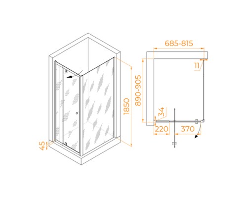Душевой уголок RGW PA-44 (PA-02 NEW + Z-050-1) прозрачное cтекло цвет профиля 6 мм 4108447