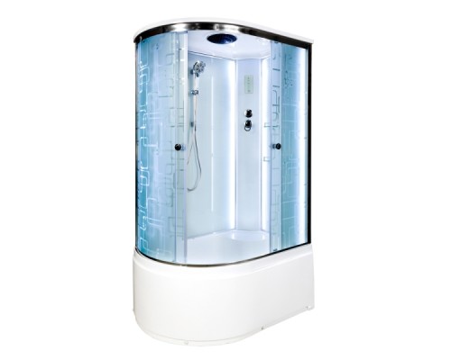Душевая кабина AvaCan EM5012RLED AVA 120x90 LED, правая, стекла с рисунком, профиль хром