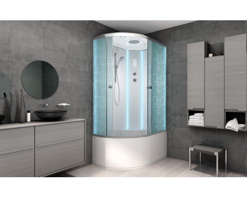 Душевая кабина AvaCan EM5012RLED AVA 120x90 LED, правая, стекла с рисунком, профиль хром