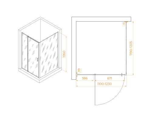 Душевой уголок RGW PA-078B (RGW PA-008B + Z-050-2B) 1100x1200