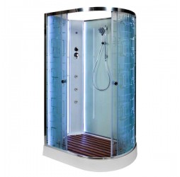Душевая кабина Avacan EM1511LNLED+GM AVA 110x80 с LED и гидромассажем, левая, стекла с узором, профиль хром