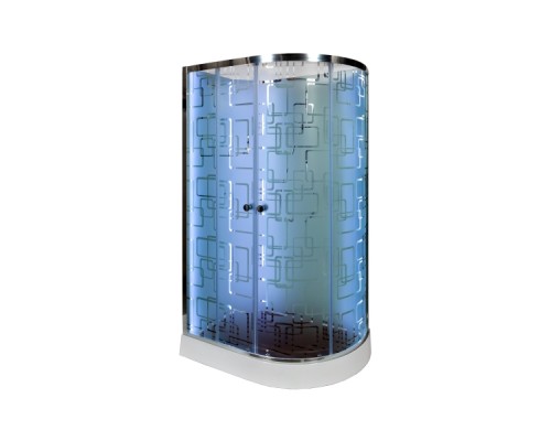 Душевая кабина AvaCan EM1511LNLED+GM AVA 110x80 с LED и гидромассажем, левая, стекла с узором, профиль хром