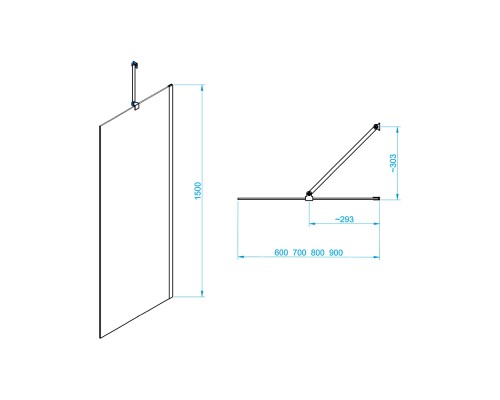 Стационарная шторка на ванну RGW SC-150-B 70*150 прозрачное стекло 6 мм 351115007-14