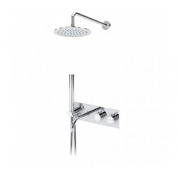Душевая система термостатическая, скрытого монтажа, с стальной душевой лейкой Ø250 мм, и наливом на ванну - Elo 138 310 2CR Chrome