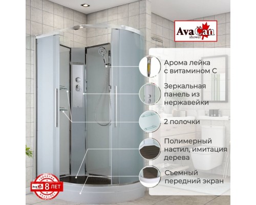 Душевая кабина Avacan EM2811LN AVA 110x80 левая, без крыши, стекла матовые, профиль хром
