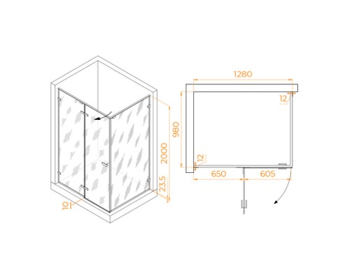 Душевой уголок RGW Stilvol SV-040B 130x100 черный, матовое 353204030-24
