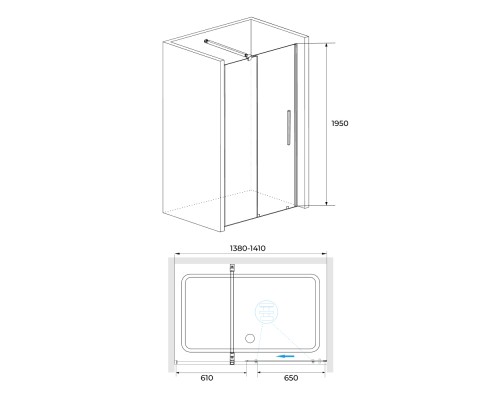 Раздвижная душевая дверь RGW TO-18 B 140*195 прозрачное стекло 6 мм 41071814-14