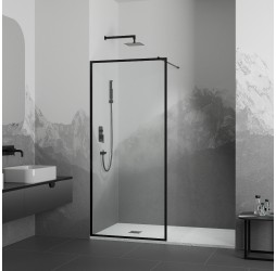 Душевую перегородку RGW WA-012B неподвижное Walk In cтекло прозрачное(Принт), 8 мм 80*200 чёрный