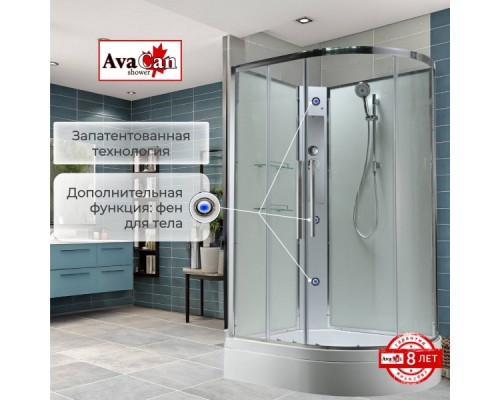 Душевая кабина Avacan EM3912LNT AVA 120x90 левая, без крыши, стекла прозрачные, профиль хром