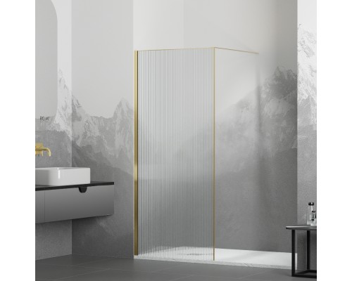 Душевая перегородка RGW WA-08G неподвижное Walk In cтекло Ribbed, 8 мм 70*195 золото 06100807-156