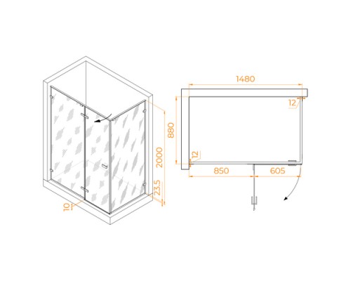 Душевой уголок RGW Stilvoll 150x90 SV-040B стекло прозрачное, профиль черный