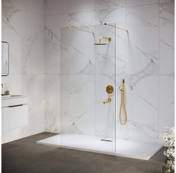 Душевую перегородку RGW WA-016-Gb неподвижное Walk In cтекло прозрачное 8 мм золото браш