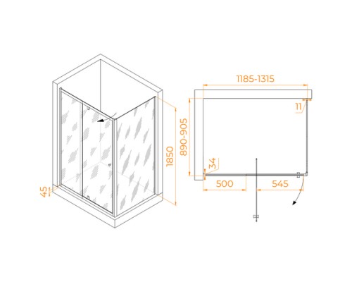 Душевой уголок RGW PA-44 (PA-02 NEW + Z-050-1) прозрачное cтекло цвет профиля 6 мм 4108441