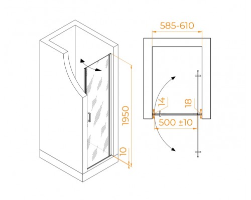Душевая дверь в нишу RGW Leipzig LE-003 60х195 351200306-11 профиль хром, стекло прозрачное