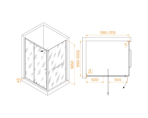 Душевой уголок RGW PA-44-1 (PA-02 + Z-060-1) 1200x1000