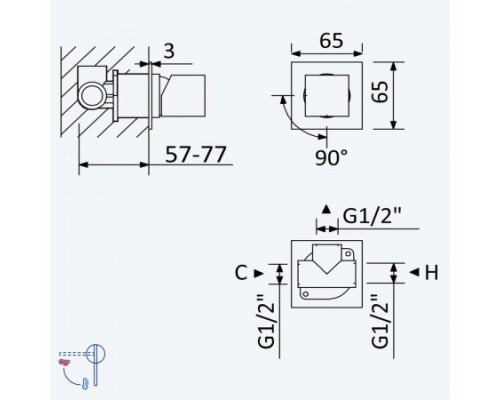 Внешняя часть смесителя с 1 выходом Escudo Chrome