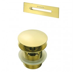 Deante Gold BR Набор аксессуаров для ванны - клапан Click-Clack и накладка для перелива, браш. золото