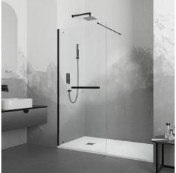 Душевую перегородку RGW WA-041B неподвижное Walk In cтекло прозрачное, 8 мм 90*195 чёрный