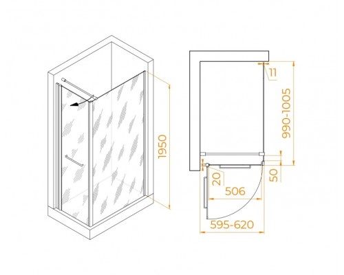 Душевой уголок RGW Passage PA-148B 60х100 020814860-014 профиль черный, стекло прозрачное