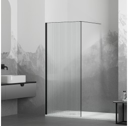 Душевую перегородку RGW WA-08B неподвижное Walk In cтекло Ribbed, 8 мм 80*195 чёрный