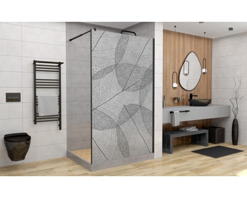 Душевая перегородка Avacan MB120MT AVA 120x200 стекла матовые с рисунком, профиль черный