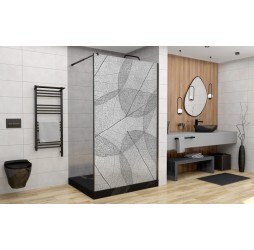 Душевая перегородка Avacan MB120MT AVA 120x200 стекла матовые с рисунком, профиль черный