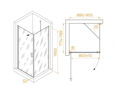 Душевой уголок RGW Leipzig LE-034 90x80 прозрачное стекло / профиль хром