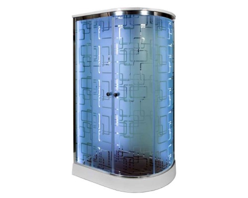 Душевая кабина AvaCan EM1511LLED+GM AVA 110x80 с LED и гидромассажем, левая, стекла с узором, профиль хром
