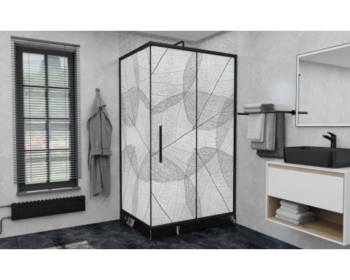 Душевой уголок Avacan FB-160-SB90MT AVA 160-180x90 стекла матовые с рисунком, профиль черный