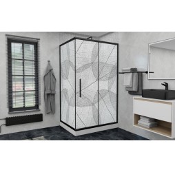 Душевой уголок Avacan FB-160-SB90MT AVA 160-180x90 стекла матовые с рисунком, профиль черный