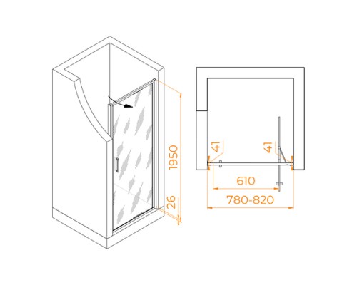 Складная душевая дверь RGW SV-05 80*195 Ribbed стекло 8 мм 70320508-151