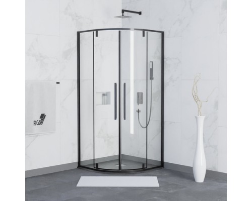 Душевой уголок RGW 100*100*200 SV-53 B, полукруг, черный, прозрачное стекло 6 мм 06325300-14